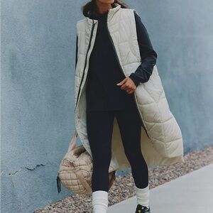FP Movement by Free People Ivory Quilted Long Vest